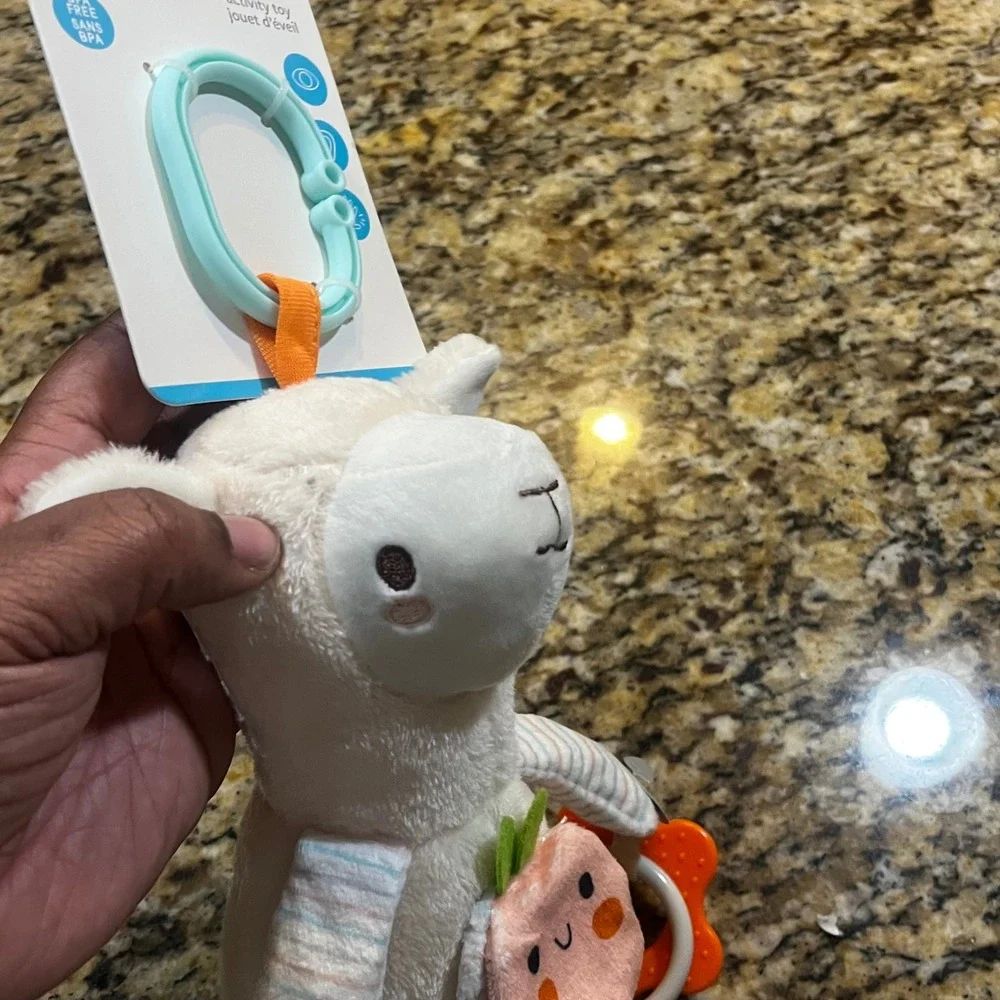 NEW Carters Baby Activity Toy Llama Plush White Sensory Teether Rattle 68048‎